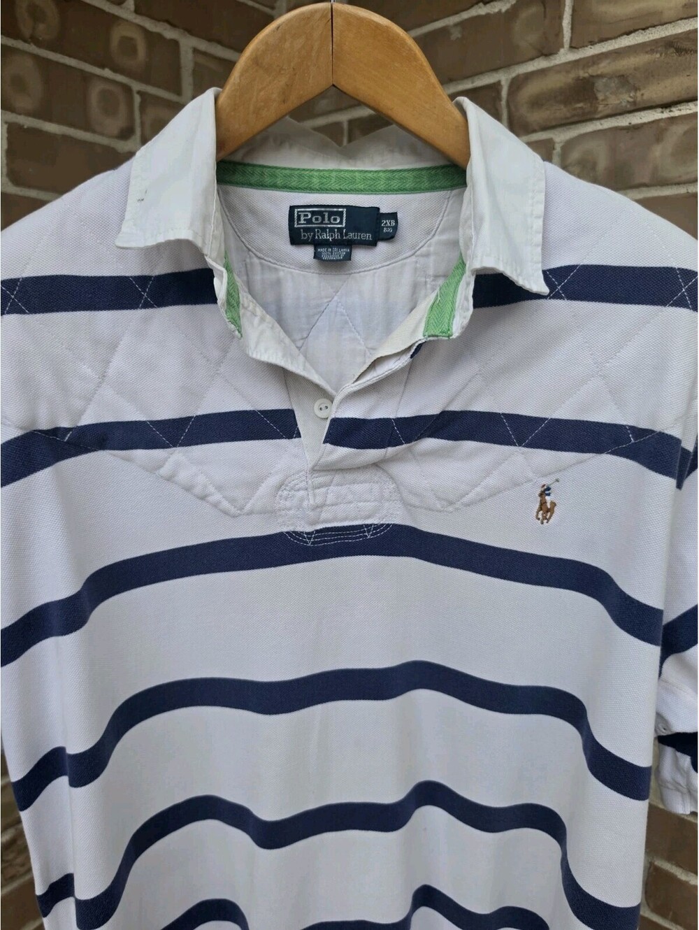 Vintage Polo Ralph Lauren Rugby Shirt 2XB Big Stripe Pony 80's or Early 90's